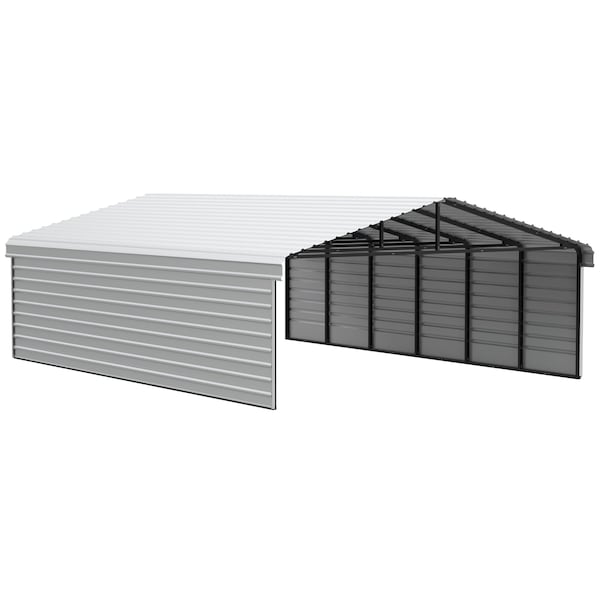 Arrow Storage Products Galvanized Steel Carport, W/ 2-Sided Enclosure, Compact Car Metal Carport Kit, 20'x29'x7', Eggshell CPH202907ECL2 - main